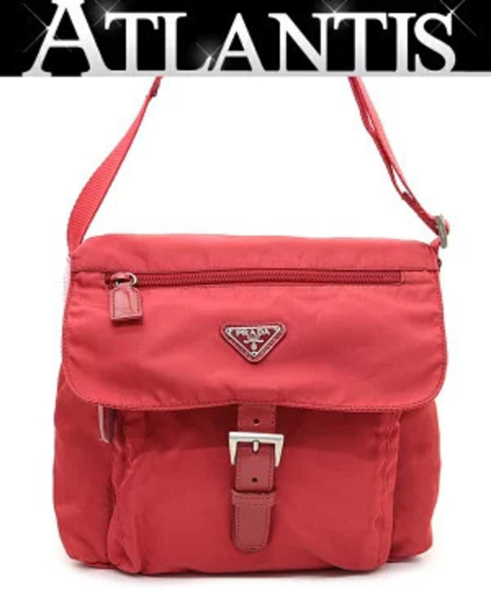 Prada Triangle Single Pocket Shoulder Bag Red